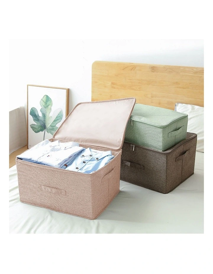 SOGA 2X Beige Large Double Zipper Storage Boxes image 7