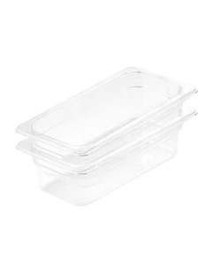 SOGA 100mm Clear Gastronorm GN Pan 1/3 Food Tray Storage Bundle of 2
