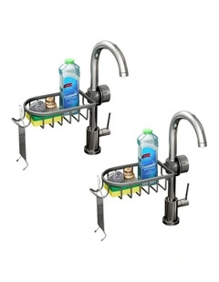 SOGA Sink Caddies 2 Pack 29cm Dark Grey Aluminium