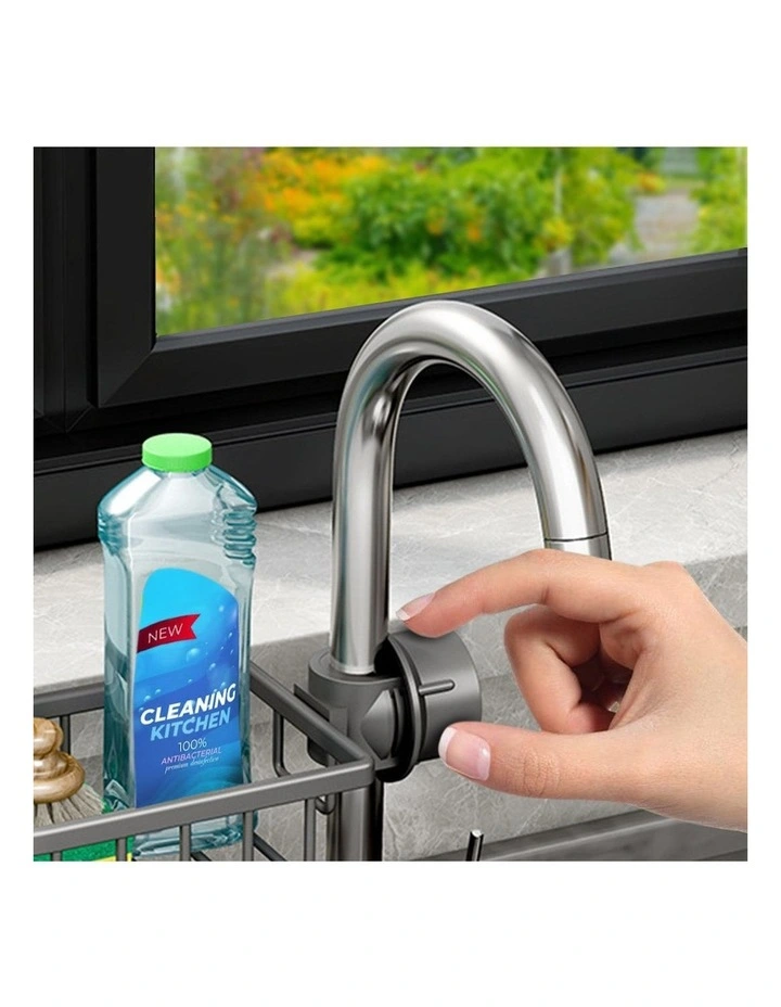 SOGA Sink Caddies 2 Pack 29cm Dark Grey Aluminium image 6