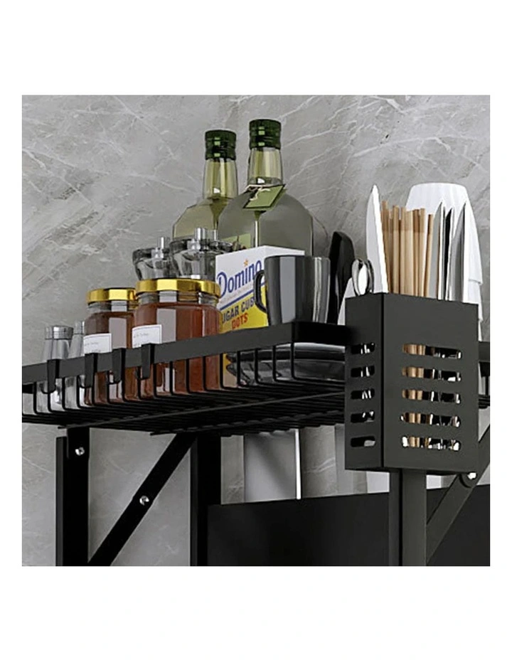 SOGA 4-Tier Bee Mesh Storage Rack with Wheels - Black image 6