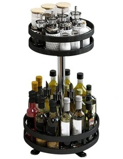 SOGA 2-Tier Round Rotating Spice Rack - Black