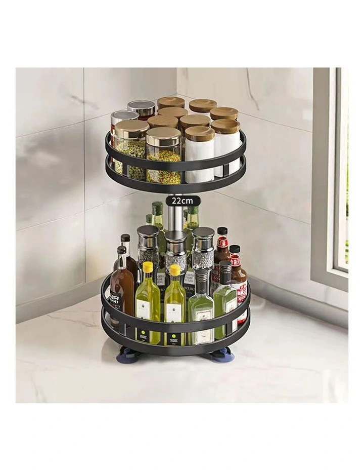 SOGA 2-Tier Round Rotating Spice Rack - Black image 2