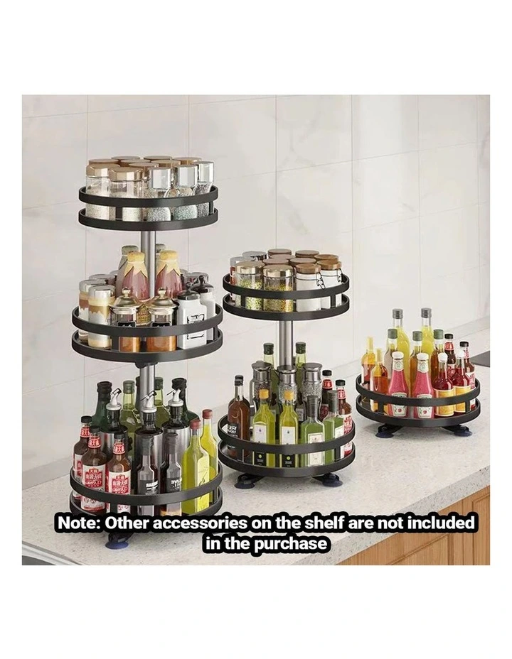SOGA 2-Tier Round Rotating Spice Rack - Black image 3