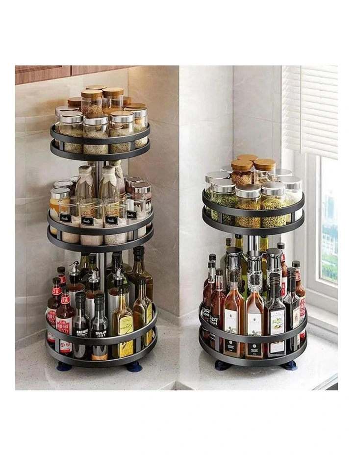 SOGA 2-Tier Round Rotating Spice Rack - Black image 4