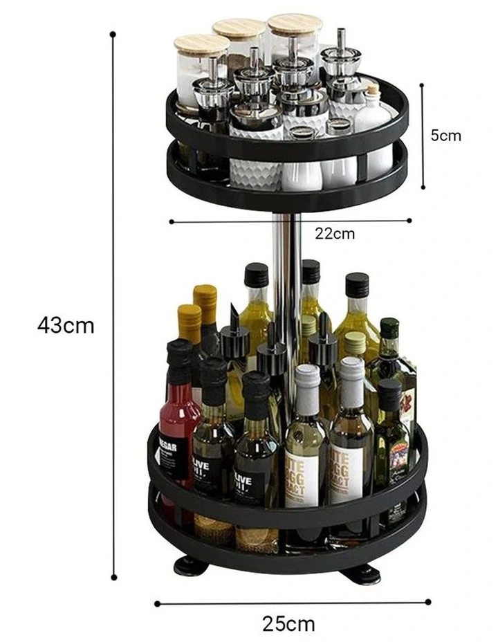 SOGA 2-Tier Round Rotating Spice Rack - Black image 5