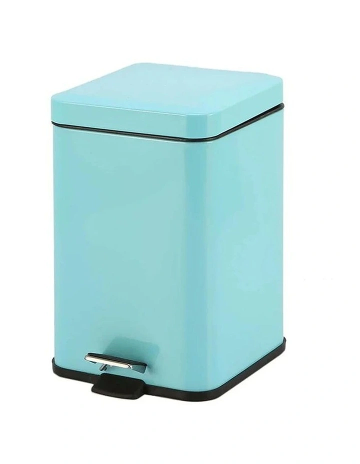 SOGA 6L Blue Square Stainless Steel Pedal Bin image 1