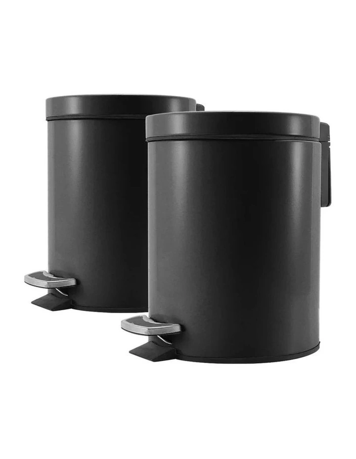 SOGA 2X 12L Black Round Stainless Steel Pedal Bins image 1