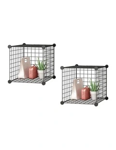 SOGA 2 Pack Single Cube Storage Organisers Black