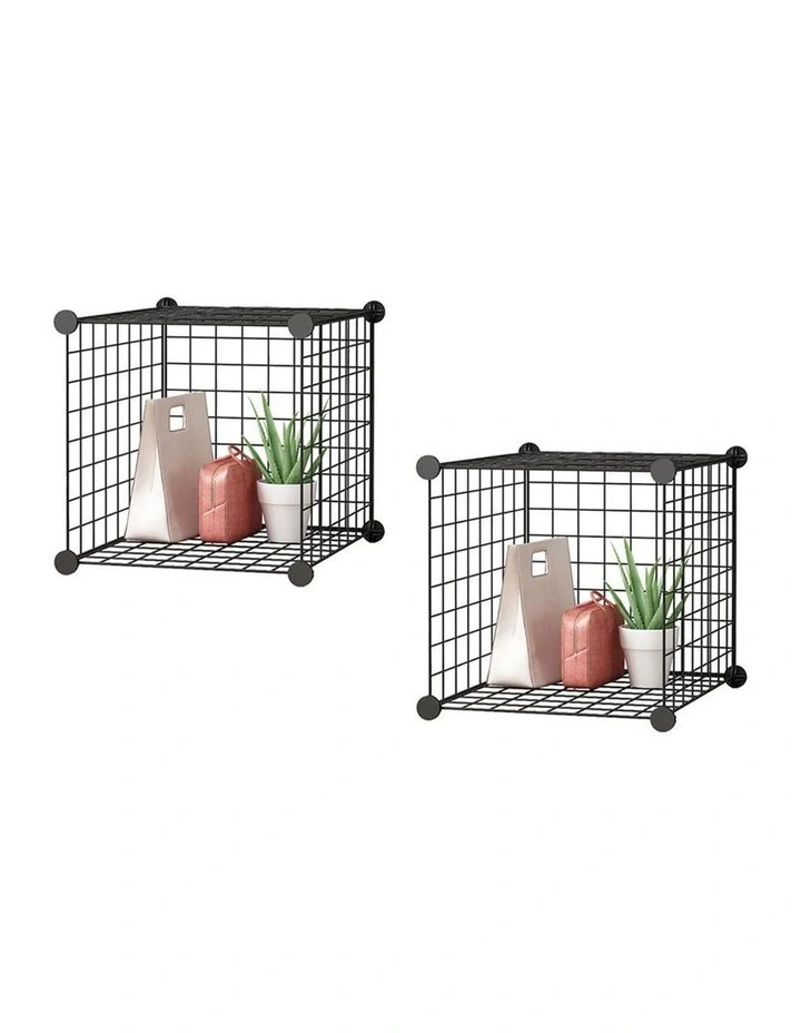 SOGA 2 Pack Single Cube Storage Organisers Black image 1