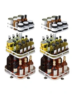 SOGA 2 Pack 3-Tier Square Rotating Spice Racks - White