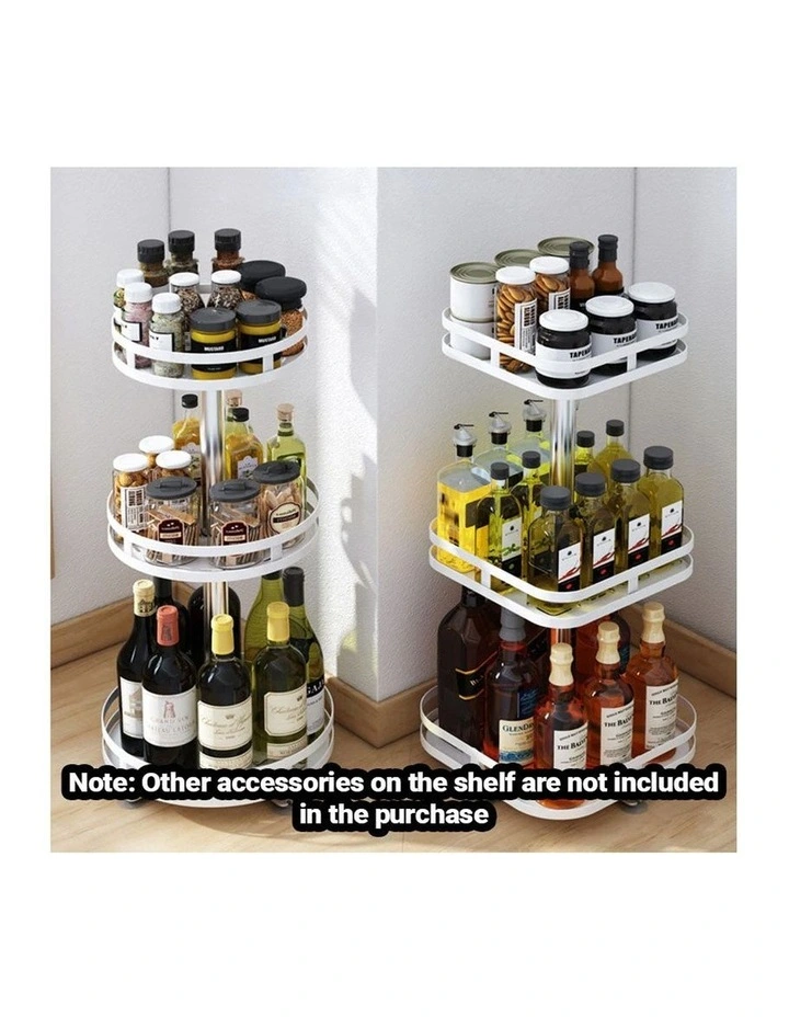 SOGA 2 Pack 3-Tier Square Rotating Spice Racks - White image 3