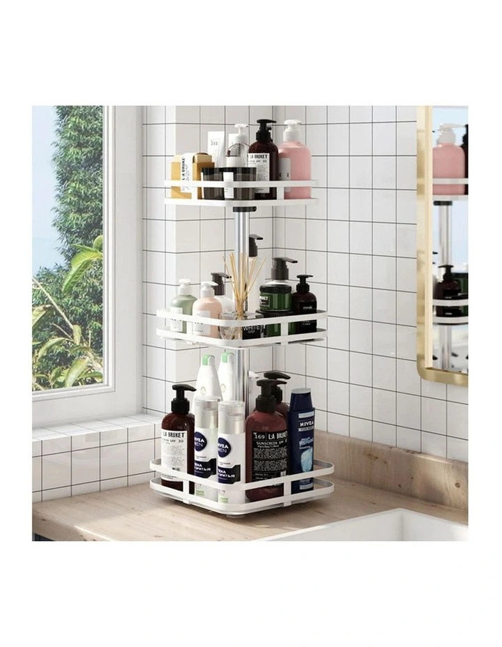 SOGA 2 Pack 3-Tier Square Rotating Spice Racks - White image 5