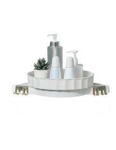 SOGA White Rotating Bathroom Corner Shelf Wall Mounted Storage Rack