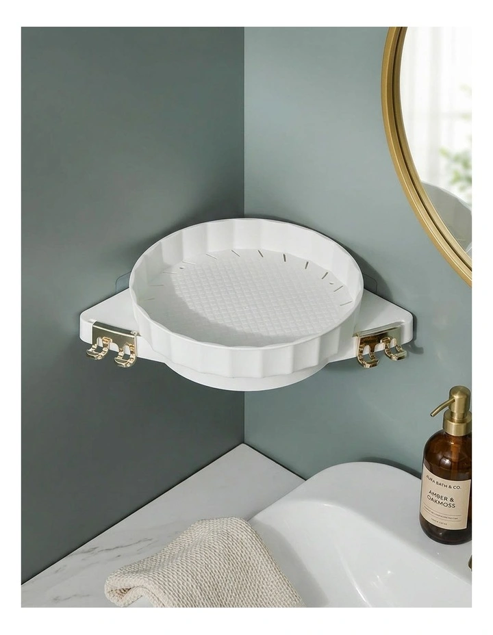 SOGA White Rotating Bathroom Corner Shelf Wall Mounted Storage Rack image 5