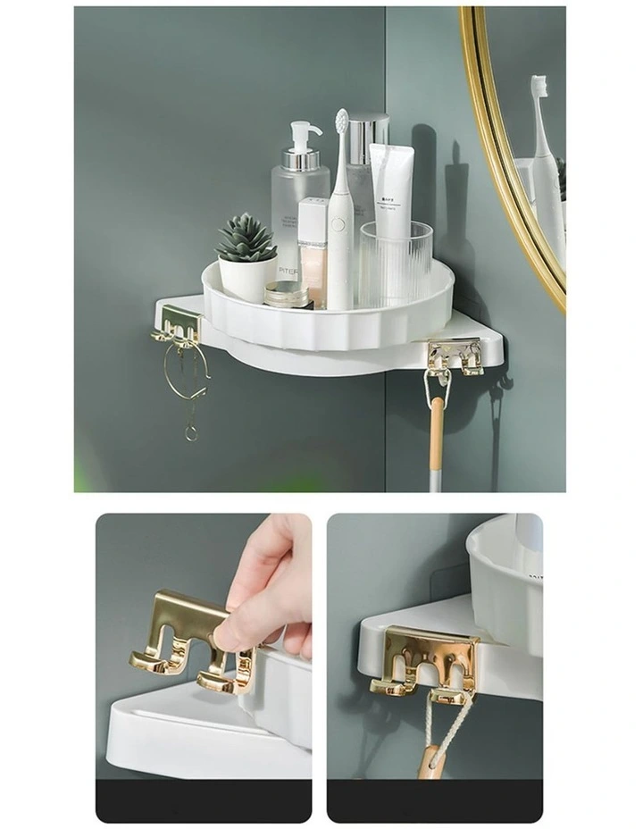 SOGA White Rotating Bathroom Corner Shelf Wall Mounted Storage Rack image 7