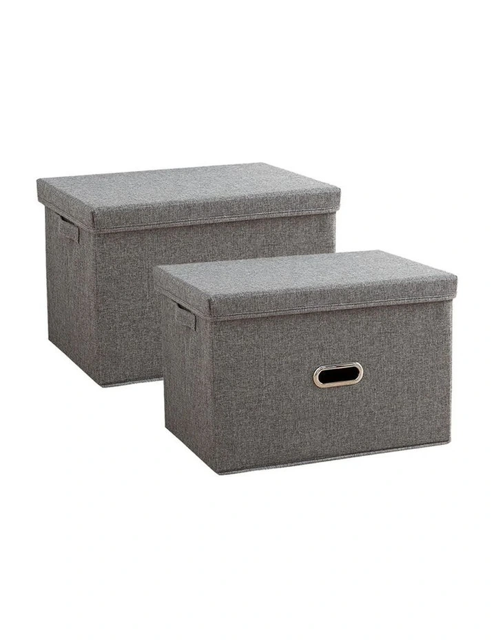 SOGA 2X Grey Super Large Foldable Canvas Storage Boxes image 1