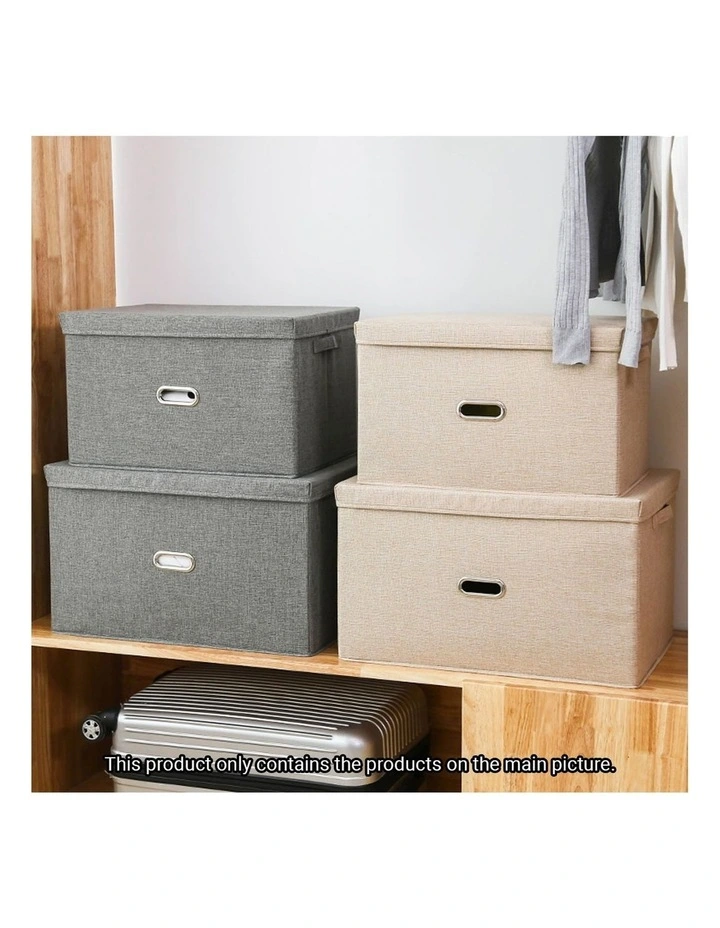SOGA 2X Grey Super Large Foldable Canvas Storage Boxes image 4