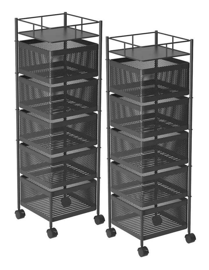 SOGA 2 Pack 5-Tier Rotating Storage Racks with Wheels image 1