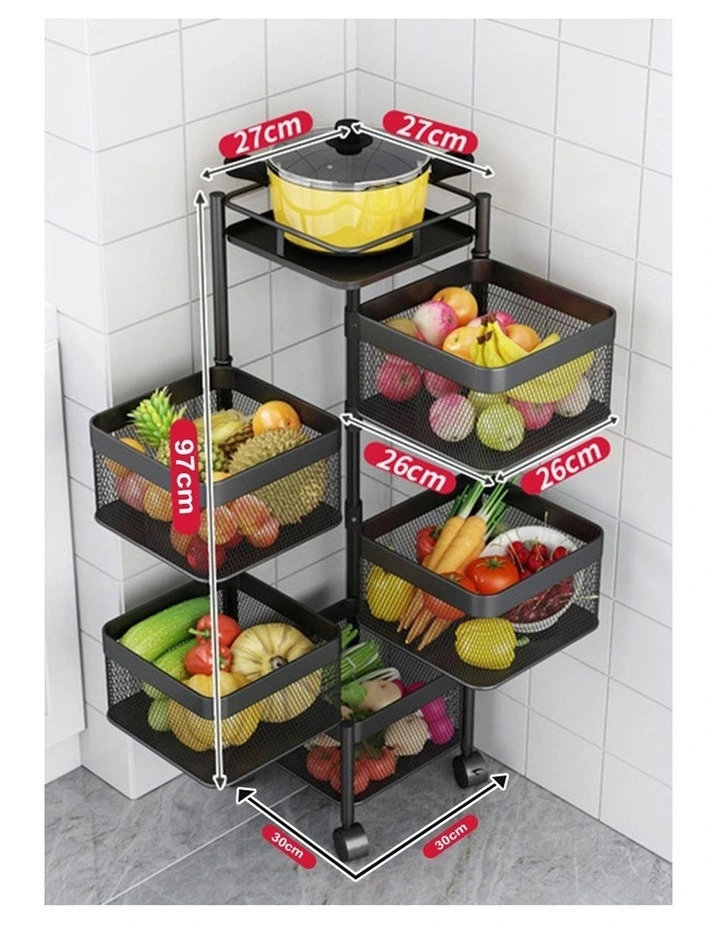 SOGA 2 Pack 5-Tier Rotating Storage Racks with Wheels image 2