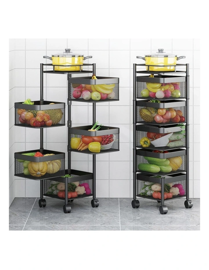 SOGA 2 Pack 5-Tier Rotating Storage Racks with Wheels image 3