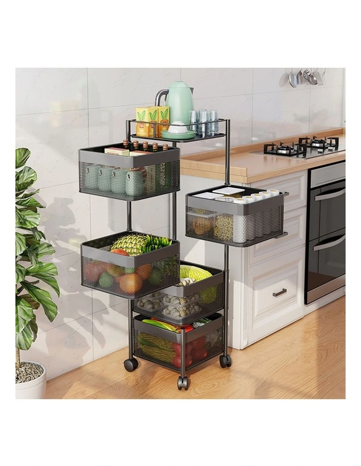 SOGA 2 Pack 5-Tier Rotating Storage Racks with Wheels image 4