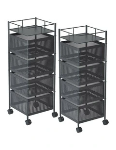 SOGA 2 Pack 4-Tier Rotating Storage Racks with Wheels