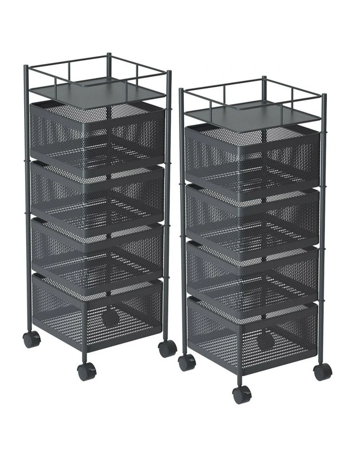 SOGA 2 Pack 4-Tier Rotating Storage Racks with Wheels image 1