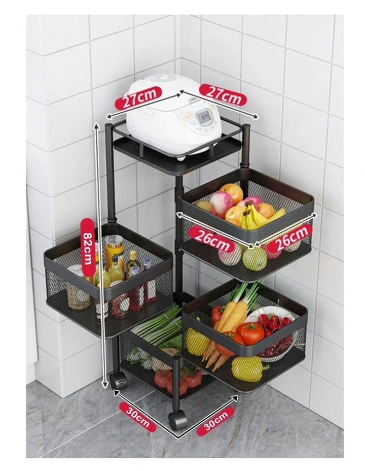 SOGA 2 Pack 4-Tier Rotating Storage Racks with Wheels image 2