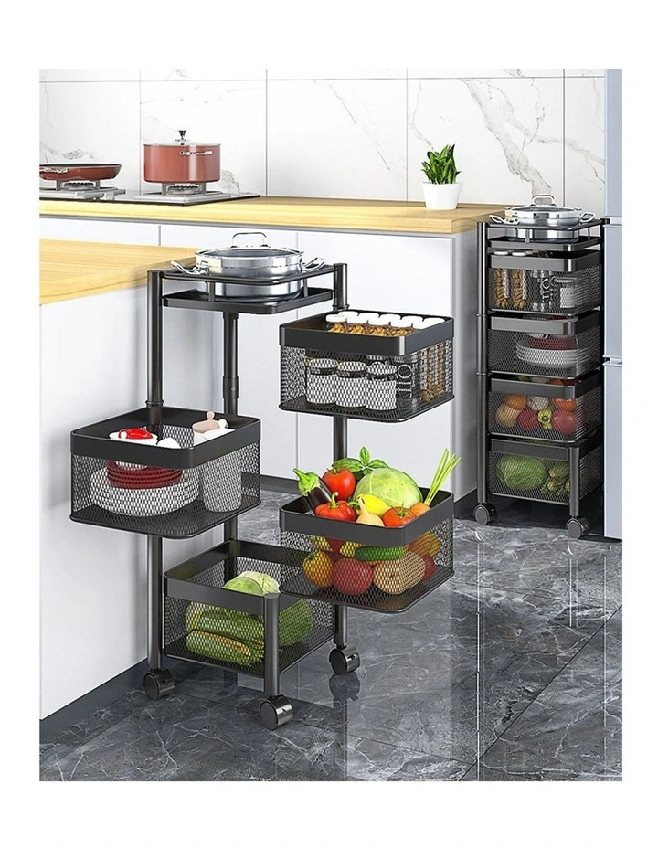 SOGA 2 Pack 4-Tier Rotating Storage Racks with Wheels image 3
