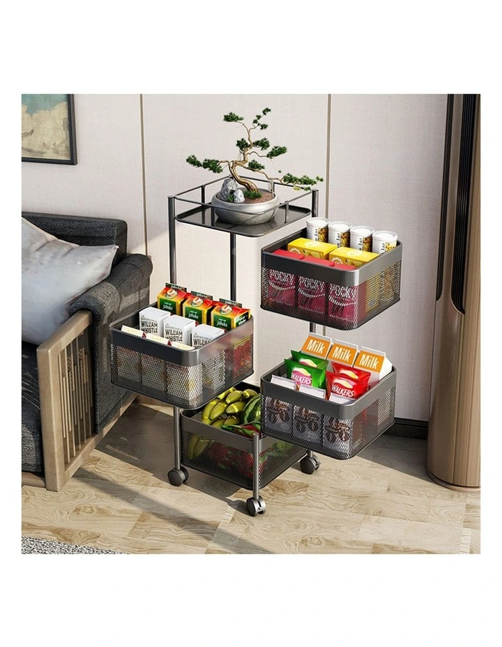 SOGA 2 Pack 4-Tier Rotating Storage Racks with Wheels image 4
