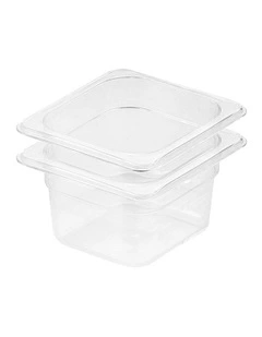 SOGA 100mm Clear Gastronorm GN Pan 1/6 Food Tray Storage Bundle of 2
