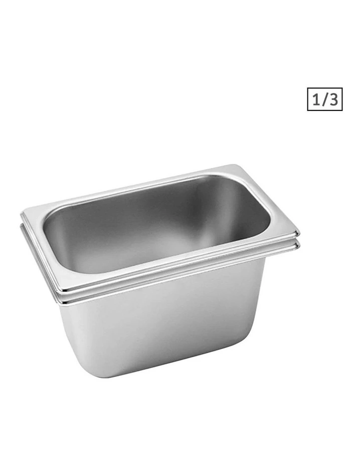 SOGA 2 Pack Gastronorm GN Pan 1/3 Stainless Steel Tray 15cm Deep image 1