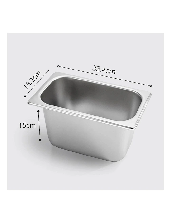 SOGA 2 Pack Gastronorm GN Pan 1/3 Stainless Steel Tray 15cm Deep image 2