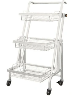 SOGA 3-Tier Adjustable Utility Cart with Wheels - White