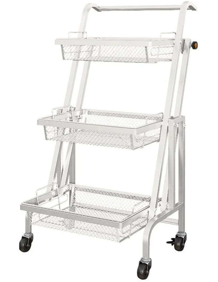 SOGA 3-Tier Adjustable Utility Cart with Wheels - White image 1
