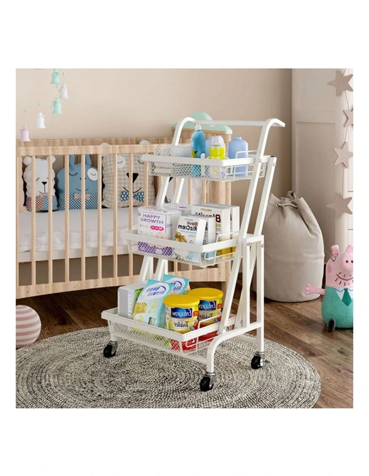 SOGA 3-Tier Adjustable Utility Cart with Wheels - White image 4