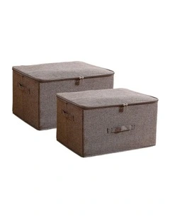 SOGA 2X Coffee Large Double Zipper Storage Boxes