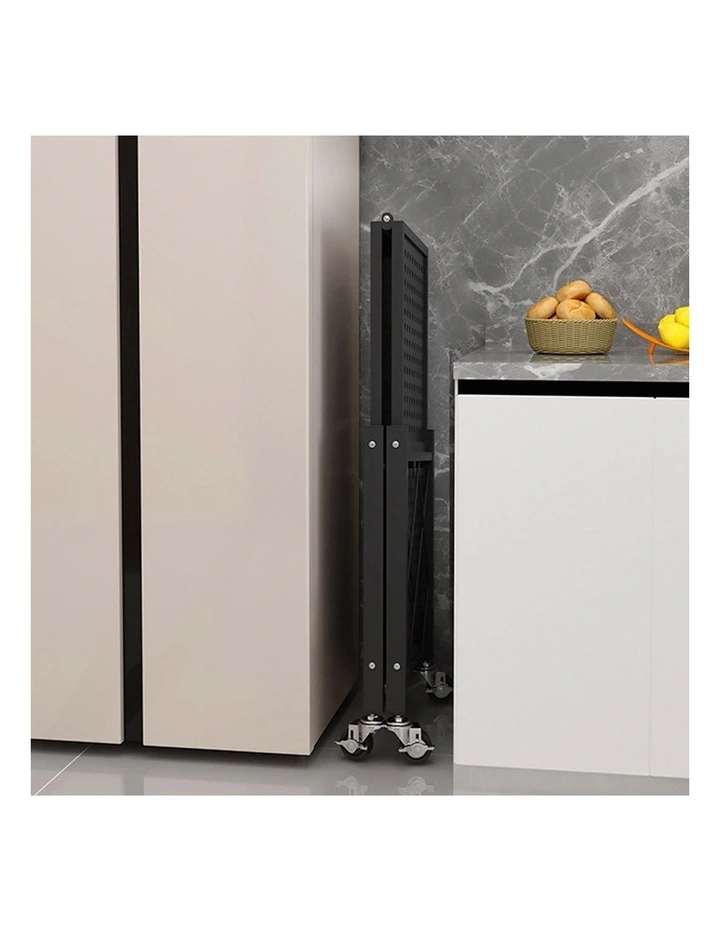 SOGA 2 Pack 3-Tier Foldable Storage Racks with Wheels - Black image 4