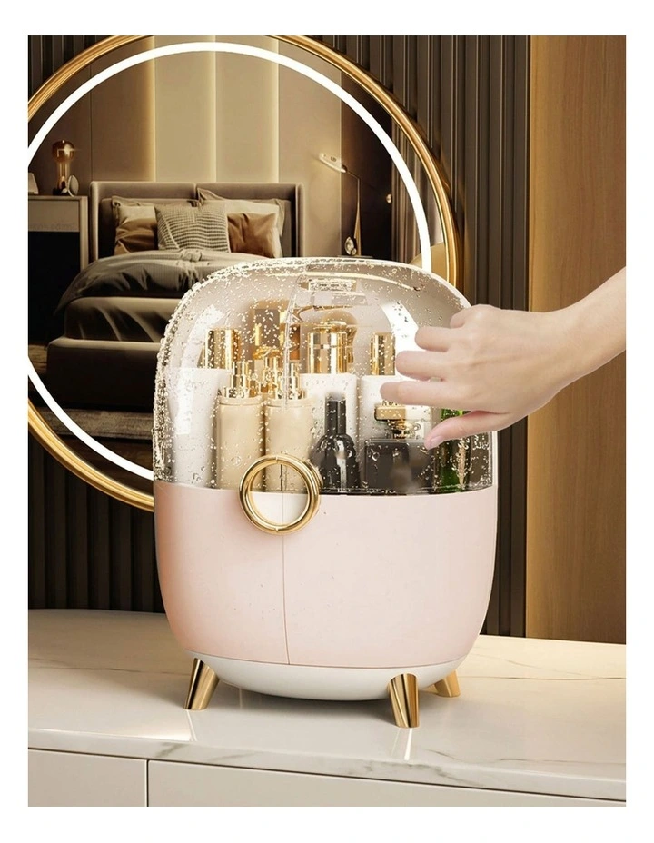 SOGA 2X Pink Makeup Organizer Dustproof Cosmetic Storage Box with Lid image 2