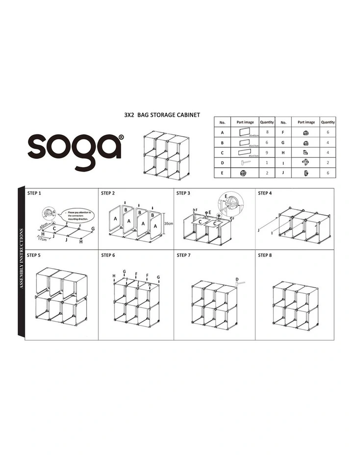 SOGA 2 Pack Bag Storage Boxes Single Tier PP Plastic image 5