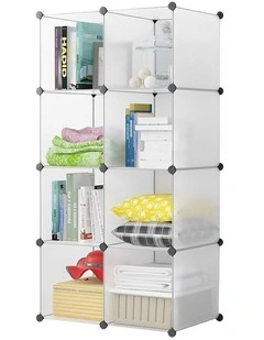 SOGA 8-Cube Transparent Modular Storage Shelf DIY Closet Organiser