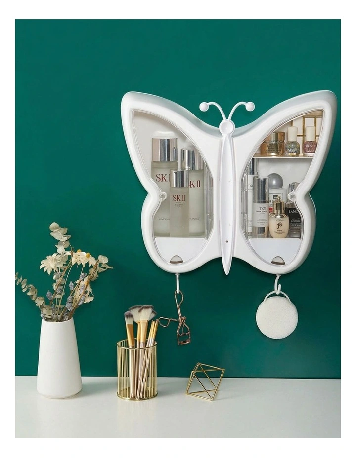SOGA White Butterfly Wall Makeup Organiser Storage Box image 4