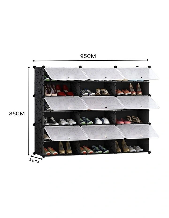 SOGA 6 Tier 3 Column Shoe Rack Storage Organizer with Cover image 4