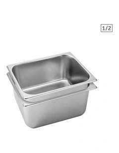 SOGA 2 Pack Gastronorm GN Pan 1/2 Stainless Steel Tray 20cm Deep