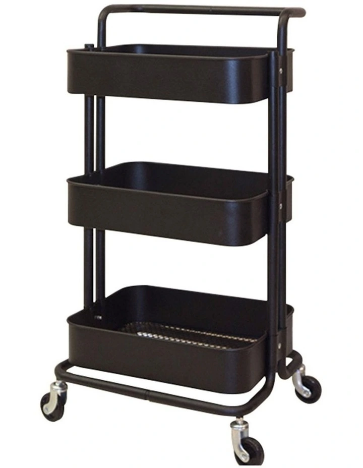 SOGA 3-Tier Foldable Storage Rack with Wheels - Black image 6