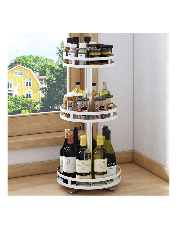 SOGA 2 Pack 3-Tier Round Rotating Spice Racks - White image 2