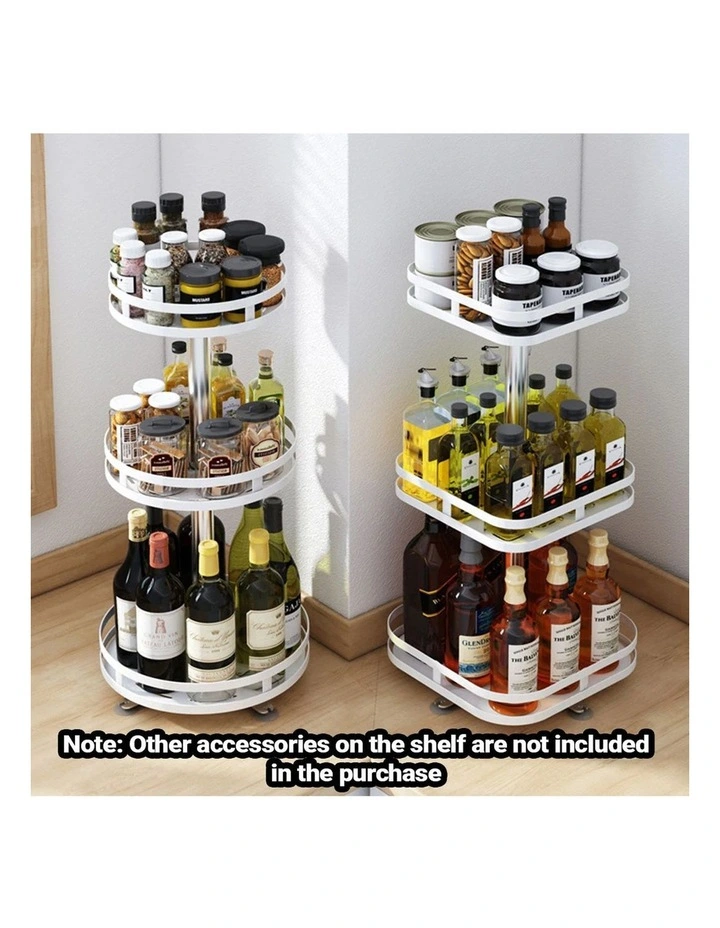 SOGA 2 Pack 3-Tier Round Rotating Spice Racks - White image 3