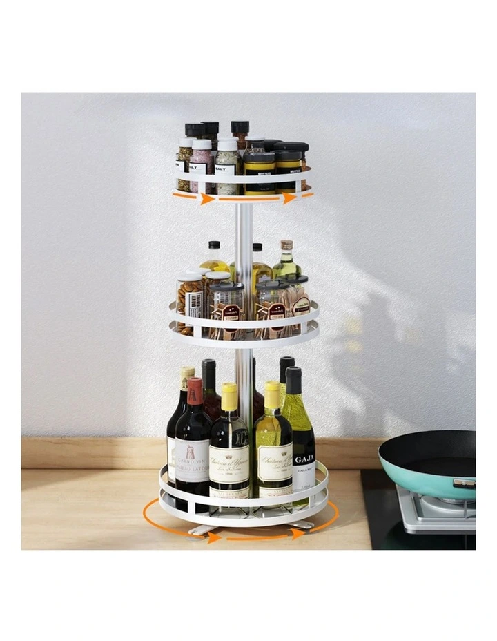 SOGA 2 Pack 3-Tier Round Rotating Spice Racks - White image 4