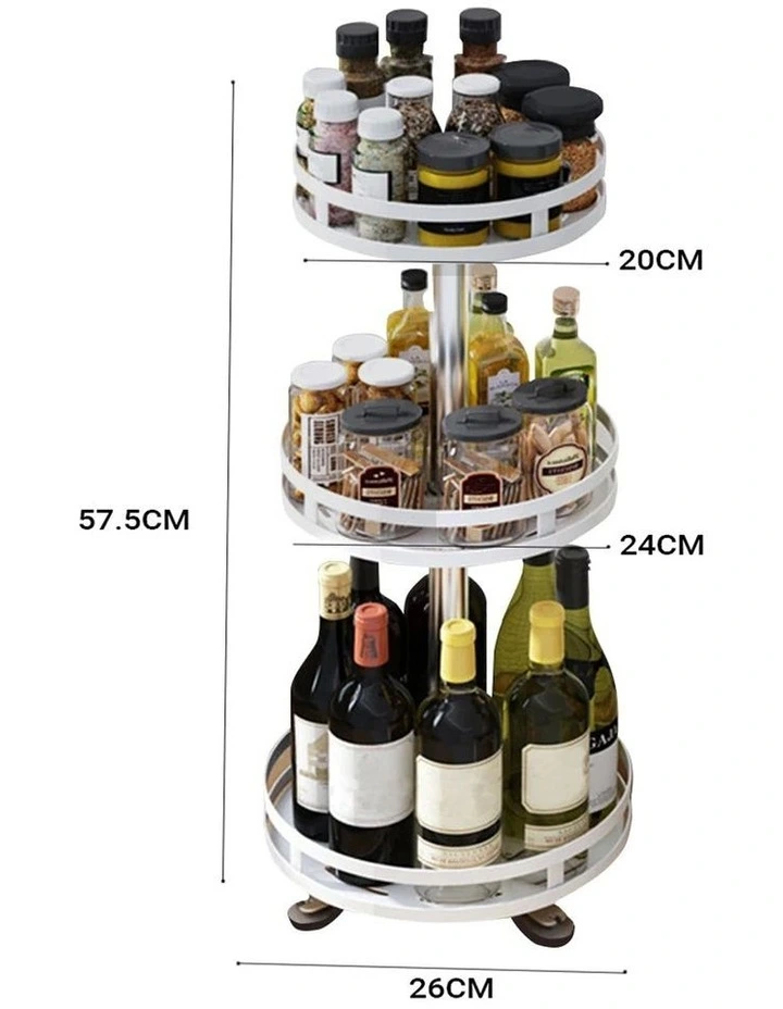 SOGA 2 Pack 3-Tier Round Rotating Spice Racks - White image 5